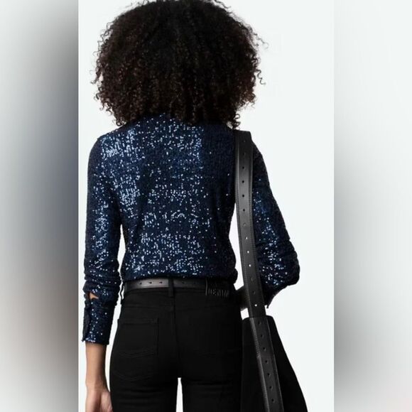 Zadig & Voltaire - NWT Tawny Sequin Shirt - Encre - Picture 3 of 4